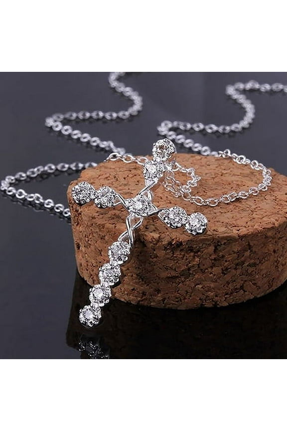 Infinity Cross Fashion Jewelry Necklace 925 Sterling Silver Plated