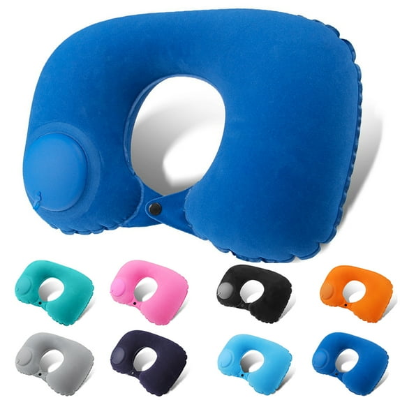 Cheers.US Inflatable Travel Neck Pillow Air Pump Comfortable U-Shape Headrest Support with Compression Bag for Office Train Car Airplane Sleep Cushion