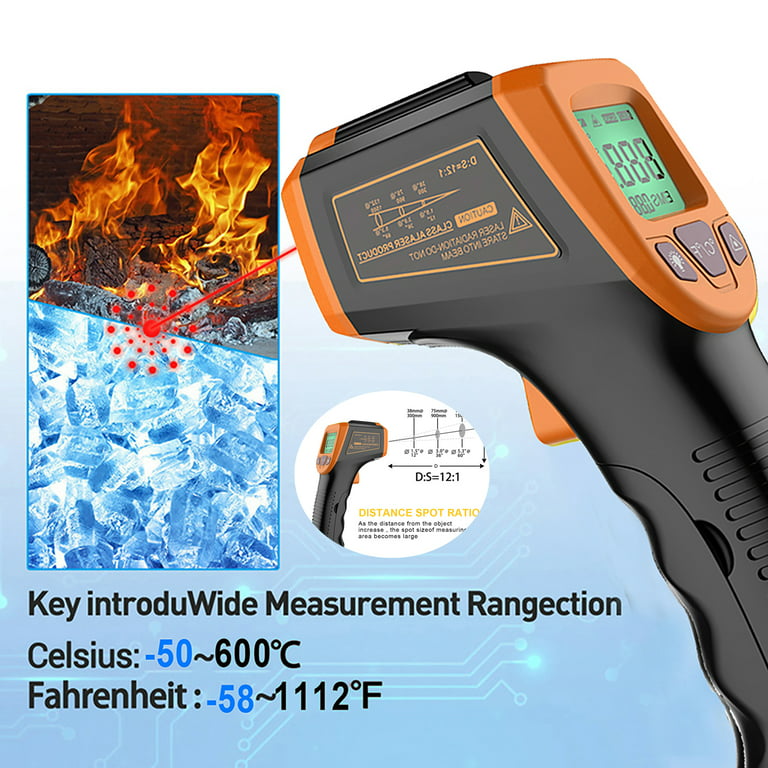 Cheers.US Infrared Thermometer(NOT for Human) Non-Contact Digital Laser Temperature  Gun -58°F to 1112°F (-50°C to 600°C) with LCD Display 
