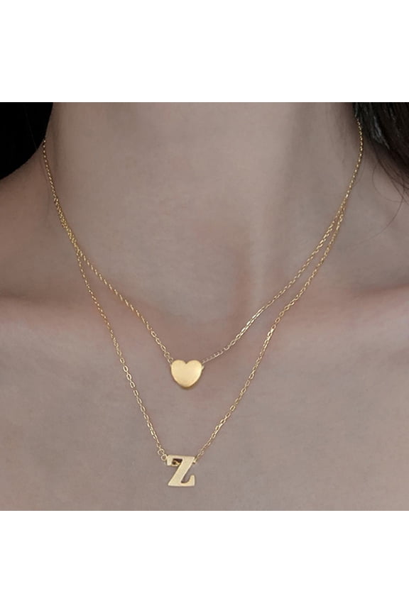 Initial Necklace Stainless Steel Letter Script Name Monogram Pendant Necklace for Women Gift(from Alphabet 26 A-Z)