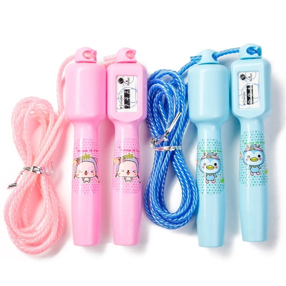 Cheers.US Jump Rope Cartoon Counting Adjustable Kindergarten Kids Body Building Skipping Jump Rope Exercise for Kids, Girls Boys