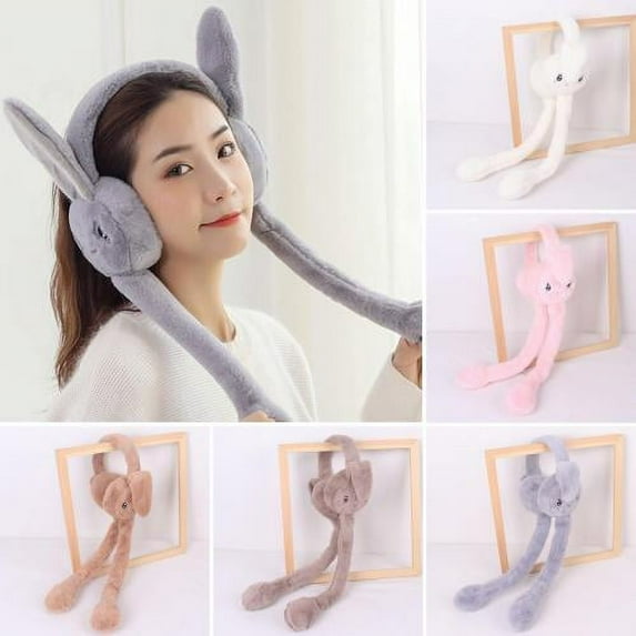 Cheers.US Jumping Earmuffs Fine Plush Cold-resistant Rabbit Design Winter Warm Ear Warmer for Outdoor