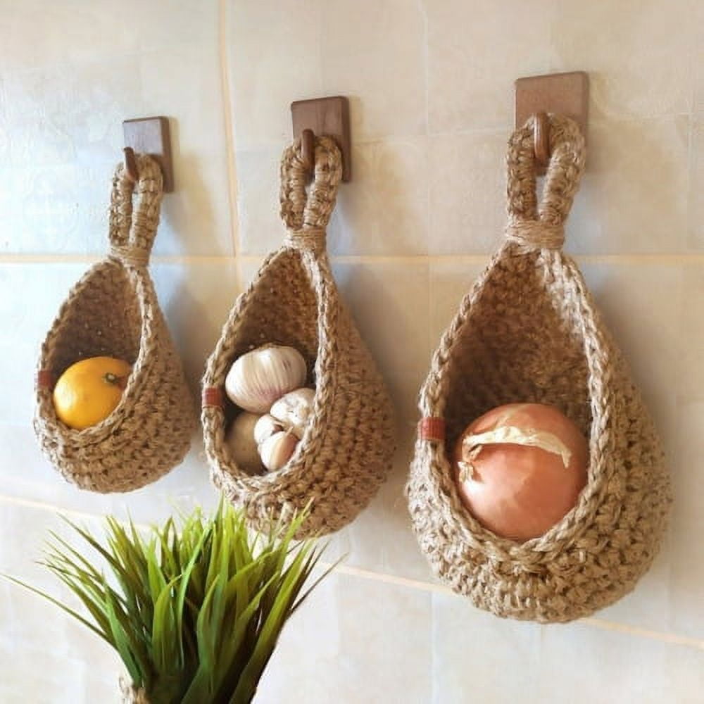 Perfsign 4-Pack Hanging Storage Baskets | Linen Wall Baskets With Hooks | Boho Decor For Keys, Sunglasses, Wallet - View #6