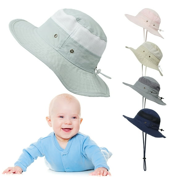 Cheers.US Kids Bucket Hat Solid Color Sun Cap Hat Mesh Patched Polyester Toddler Travel Hiking Fisherman Hat Multi Size Selection