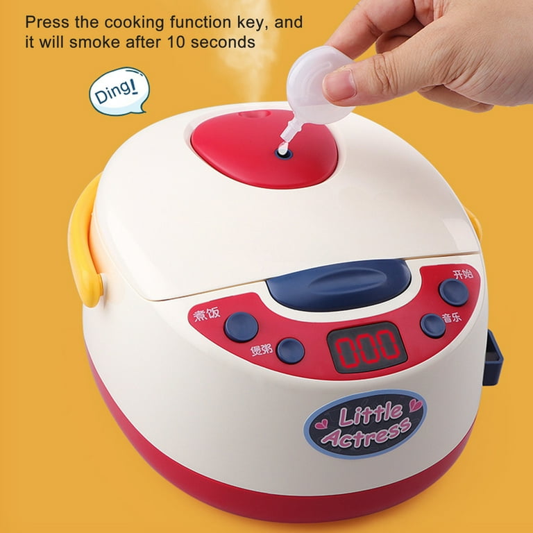 Cheers US Kids Rice Cooker Compact Size Kitchen Playset with Food Pieces Pretend Play Chef Appliances Early Learning Preschool Cooking Toy Battery