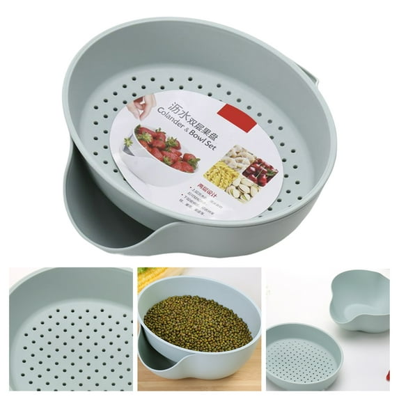 Cheers US Kitchen Strainer/Colander Bowl Sets,Double-layer Rotatable drain Basin And basket, Clean Food Strainer, Detachable Colanders Strainers Set
