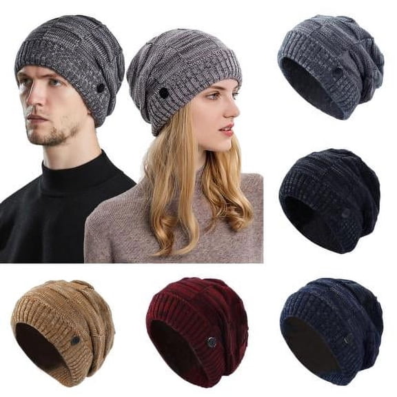 Cheers.US Knit Beanie Winter Hat Thermal Thick Polar Fleece Snow Skull Cap for Men and Women Unisex Hat Thicken Autumn Windproof Warm Hat for Outdoor