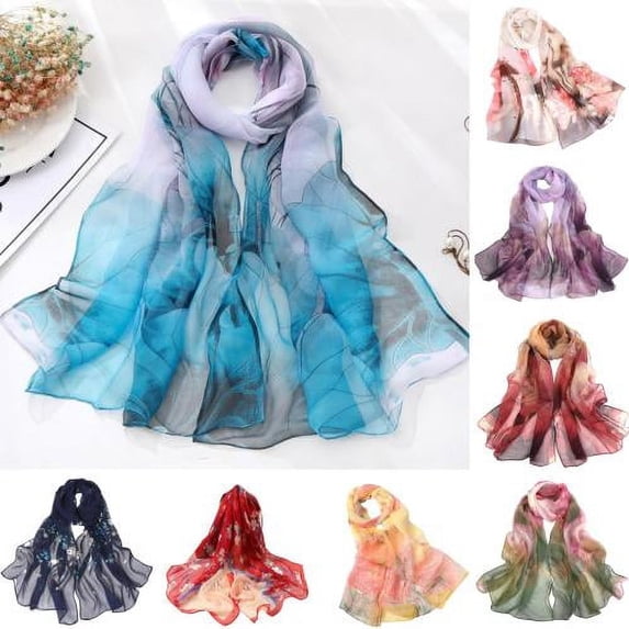 Cheers.US Lady Scarf Floral Printing Sunscreen All Match Women Shawls for Daily Use Lightweight Print Floral Pattern Scarf Shawl Fashion Scarves Shawl
