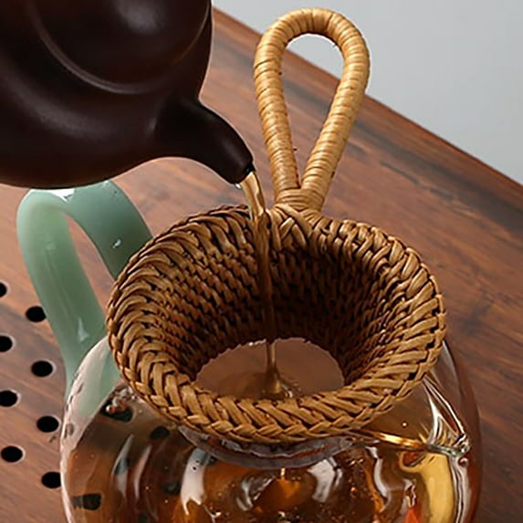 Cheers US Leakage Rattan Tea Set Tea Strainer Leakage New Natural Rattan Infuser Strainer Mesh Tea Filter Spoon Locking Spice Cup Chinese Kungfu Tea Ceremony