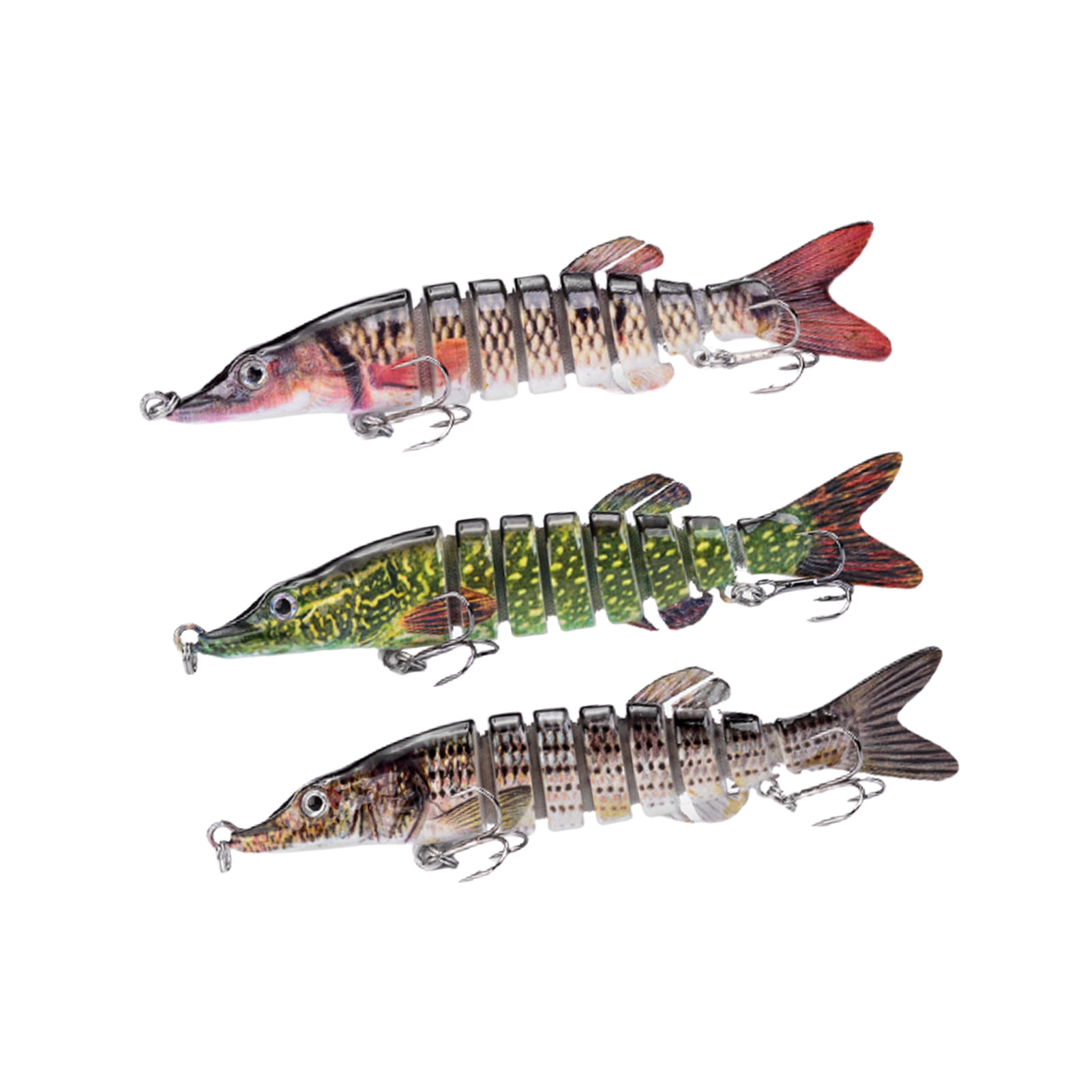 Cheers.US Lifelike Fishing Lures for Bass, Trout, Walleye, Predator Fish -  Realistic Multi Jointed Fish Popper Hooks Multi Jointed 8 Segments  Artificial Fishing Lure Swim Bait 