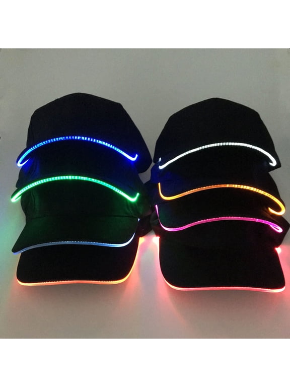 Light Up Hat, 8 Colors LED Hat Luminous Baseball Caps Unisex Party Hats for Adults Hat Black White Glowing Flashing Funny Hats Cool Hats Christmas Party