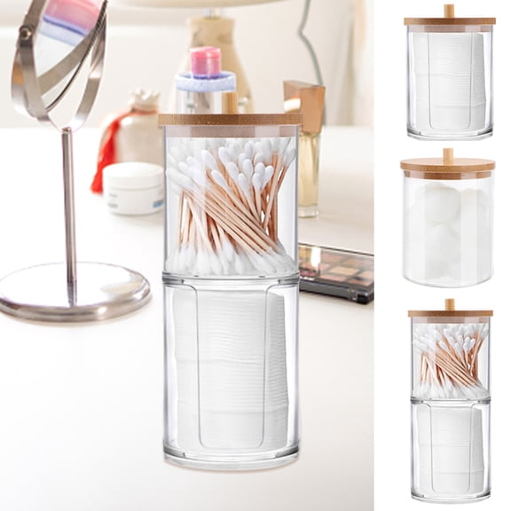 Cheers.US Makeup Cotton Round Holder, Clear Diamond Pattern Cotton Pads Organizer Container Display Stand Cosmetic Makeup Storage Box with Lid - Clear