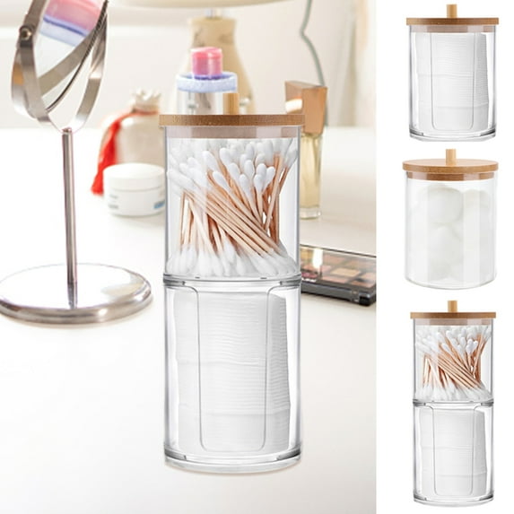 Cheers.US Makeup Cotton Round Holder, Clear Diamond Pattern Cotton Pads Organizer Container Display Stand Cosmetic Makeup Storage Box with Lid - Clear