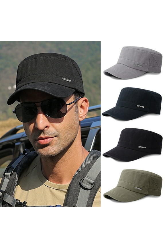 Men Cotton Army Cap Cadet Hat Trucker Dad Hat Military Flat Top Adjustable Classic Baseball Cap