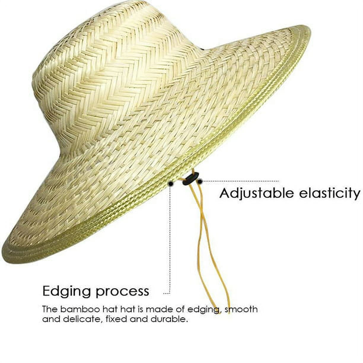 Cheers US Men Women Breathable Bamboo Weave Summer Lightweight Big Brim Outdoor Sun Wide Brim Straw Hat with Neck Drawstring Cap Walmart