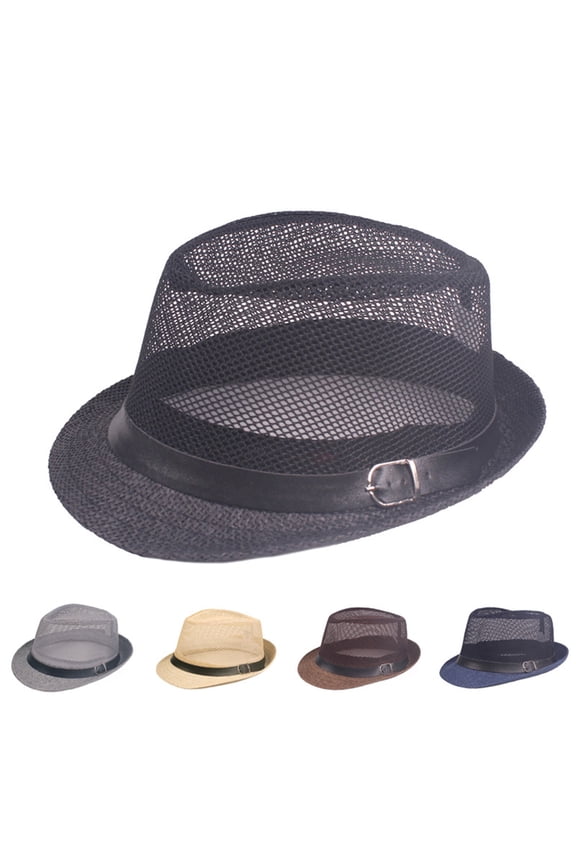Men Women Fedora Sun Hat Foldable Roll Up Wide Brim Trilby Hat Summer Beach Hat