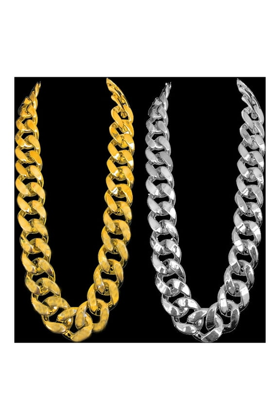 Men's Chunky Necklace, Rapper Fake Gold Chain 90s Hip Hop Fake Gold Necklace Costume Accessory