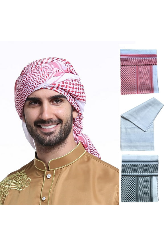 Men's Large Arab Shemagh Headscarf Muslim Headcover Shawl Keffiyeh Arabic Scarf