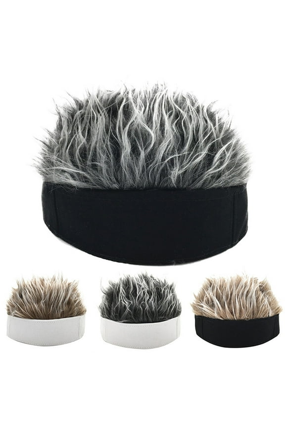 Men's Novelty Spiked Hair Visor Sun Funny Golf Hats Fake Wig Peaked Adjustable Hip Hop Caps