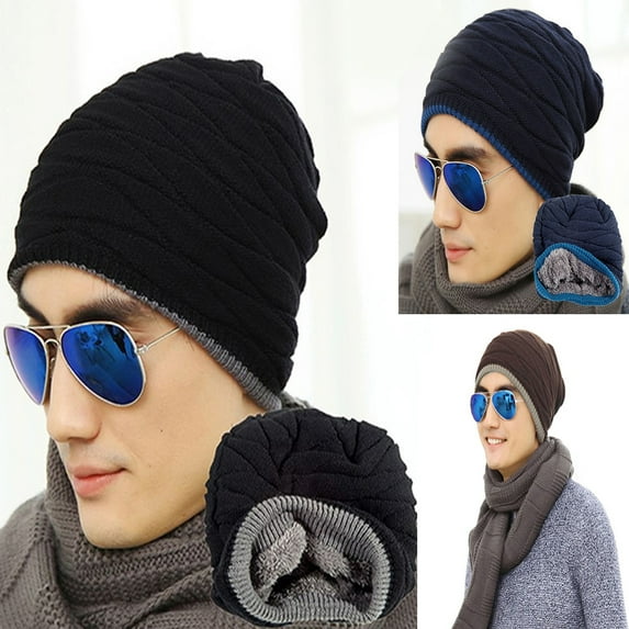 Cheers.US Mens Slouchy Knit Winter Fleece Beanie Hat Baggy Ski Fur Warm Skull Cap