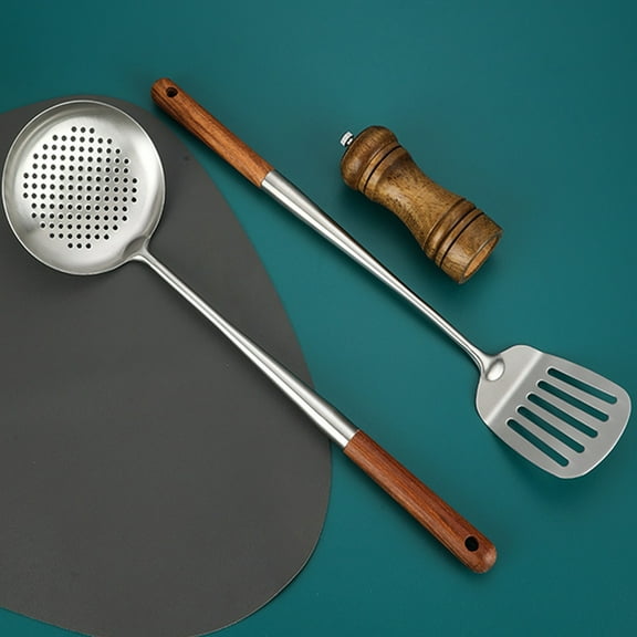 Cheers US Metal Spatula Cooking Tools - Professional Kitchen Flat Flexible Long Handled Stainless Steel Flipper Utensils-Slotted Spatula Fish Spatula Wok Spatula Perfect