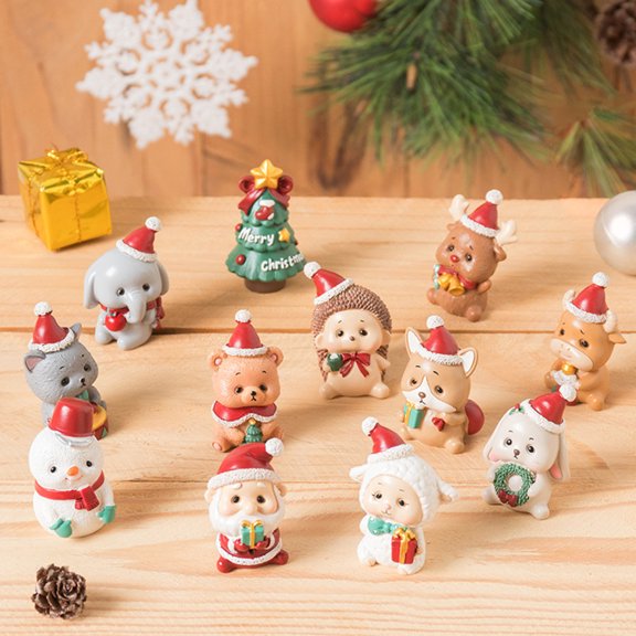 Cheers.US Mini Crafts Resin Santa Claus Snowman Elephant Ornaments Kit for DIY Christmas Fairy Garden and Snow Globes