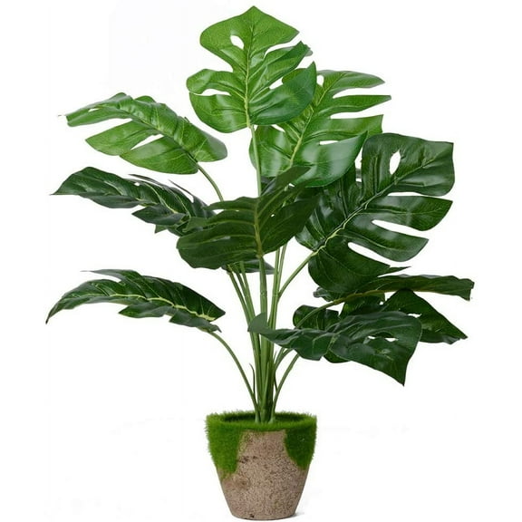 Cheers.US Monstera Plants Palm Leaves Faux Turtle Leaf Fake Tropical Large Palm Tree Leaves Imitation Leaf Artificial Plants for Home Kitchen Party Flowers Arrangement Wedding Decorations