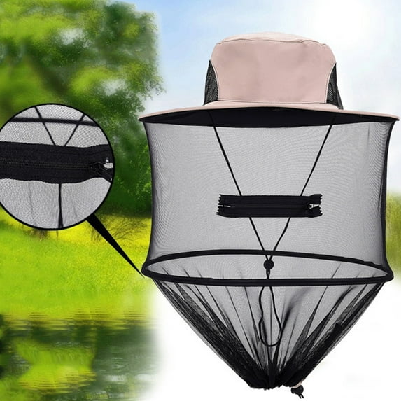 Cheers US Mosquito Head Mesh Mosquito Cap Net Hat Camouflage Face Cover with Zipper Foldable Fly Netting Hat for Outdoor Fishing Hiking Gardening