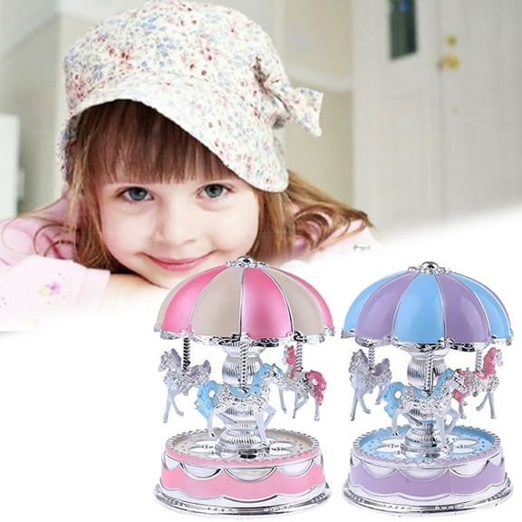 Cheers.US Music Box Carousel Color Change LED Luminous Light Rotating Windup Musical Gift Melody Castle in The Sky Artware Birthday Valentine Gift for Girls Baby Kids Daughter