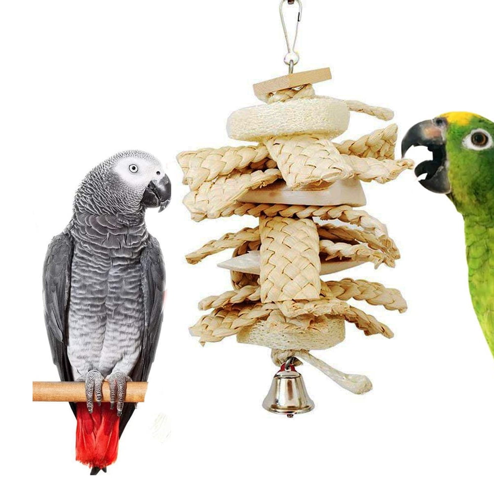 Bird Parrot Chewing Toy – Rattan Ball With Paper Strips, 3.9” Diameter, For Small Birds & Parrots