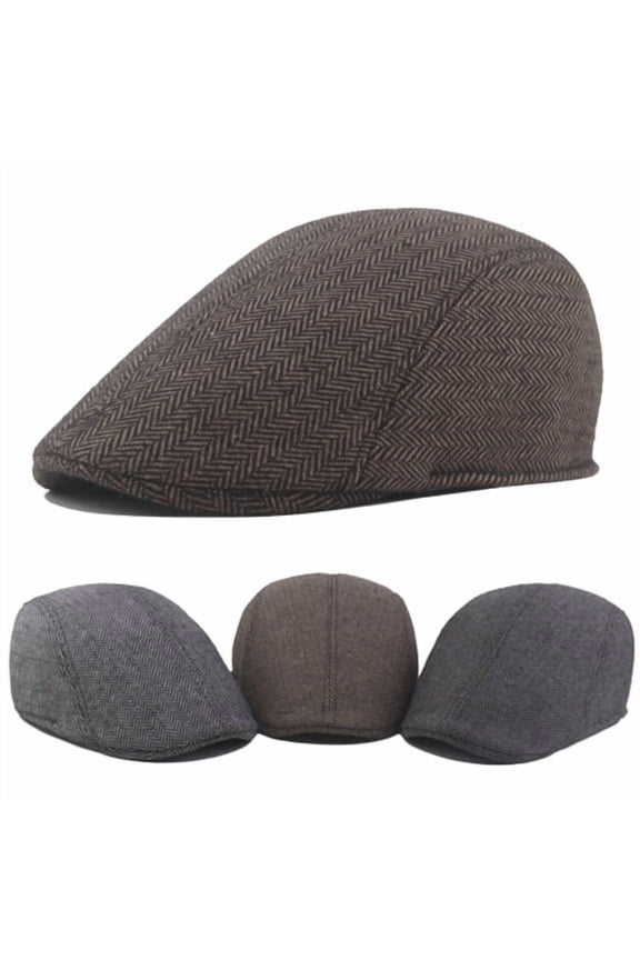 Newsboy Caps Classic Advanced Flat British Western Style Men Hat Herringbone Tweed Wool Blend Flat Cap Ivy Gatsby Cabbie Driving Hat