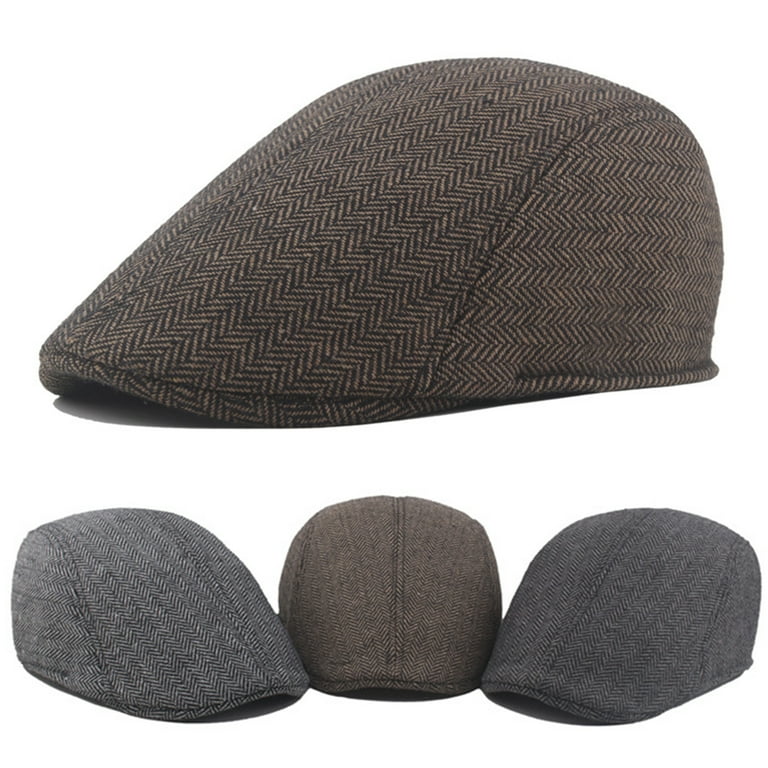 2 Pack Newsboy Hats for Men Classic 8 Panel Wool Blend Ivy Hat