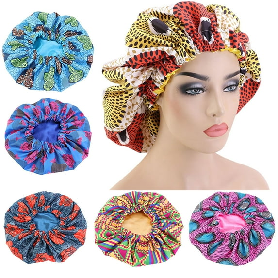 Cheers.US Night Sleeping Cap Hair Bonnet Hat Head Cover Satin Wide Band Adjust Caps