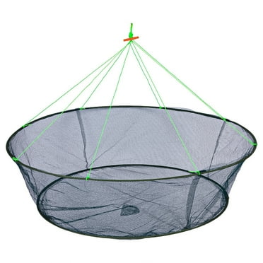 Cheers.US Open Type Foldable Fishing Net Hand Casting Cage Crab Net for Minnows Crab Lobsters Fishes