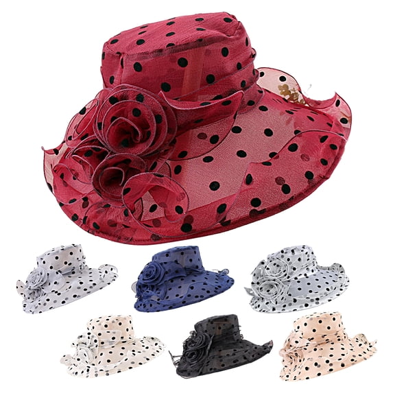 Cheers.US Organza Fascinator Kentcky Derby Hats for Women Flower Wedding Tea Party Hat Wide Brim Sun Hat