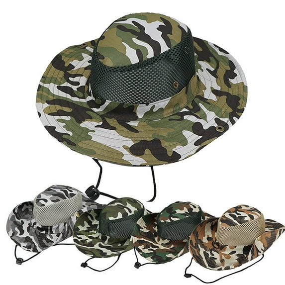 Cheers.US Outdoor Summer Wide Brim Boonie Hat Military Camo Sun Cap for Men or Women