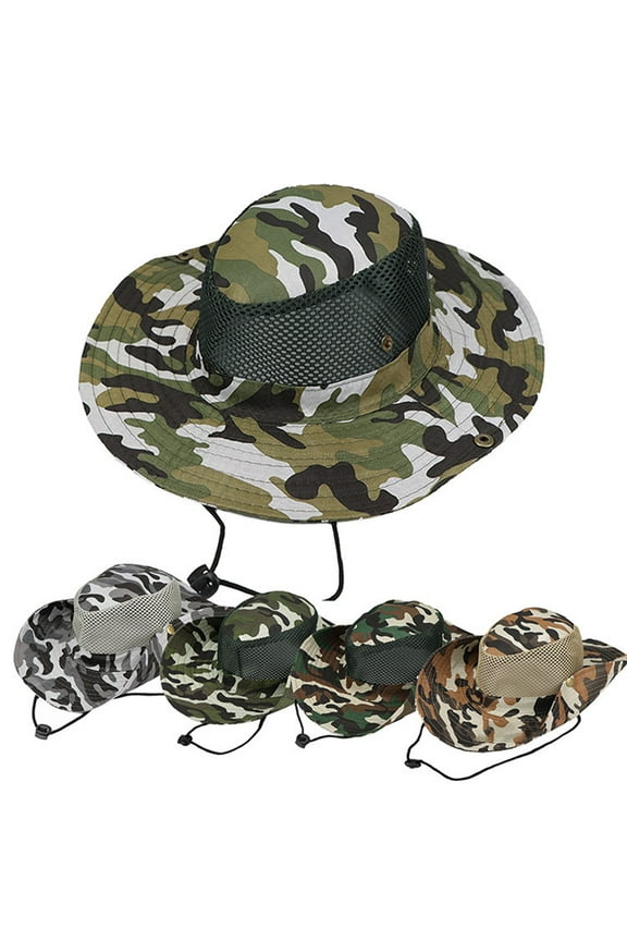 Outdoor Summer Wide Brim Boonie Hat Military Camo Sun Cap for Men or Women
