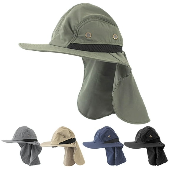 Cheers.US Outdoor Sun Hat for Men with 50+ UPF Protection Safari Cap Wide Brim Fishing Hat with Neck Flap, for Dad