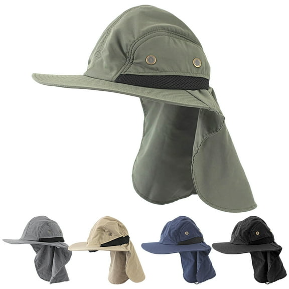 Cheers US Outdoor Sun Hat for Men with 50+ UPF Safari Cap Wide Brim Fishing Hat with Neck Flap for Dad