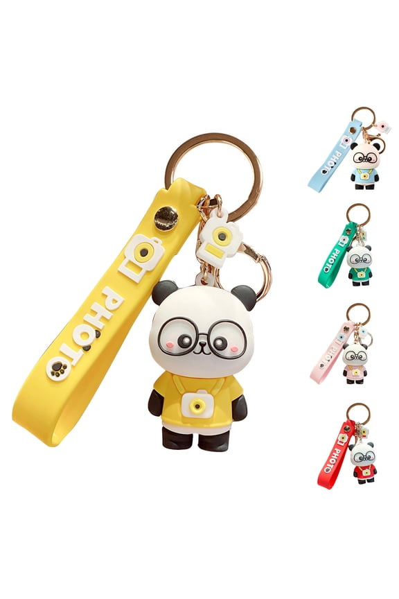 Panda Keychain Soft Glue Mini Cute Kawaii Key Accessories, Panda Bear Themed gifts for Women Man Car Keys Girl Girlfriend