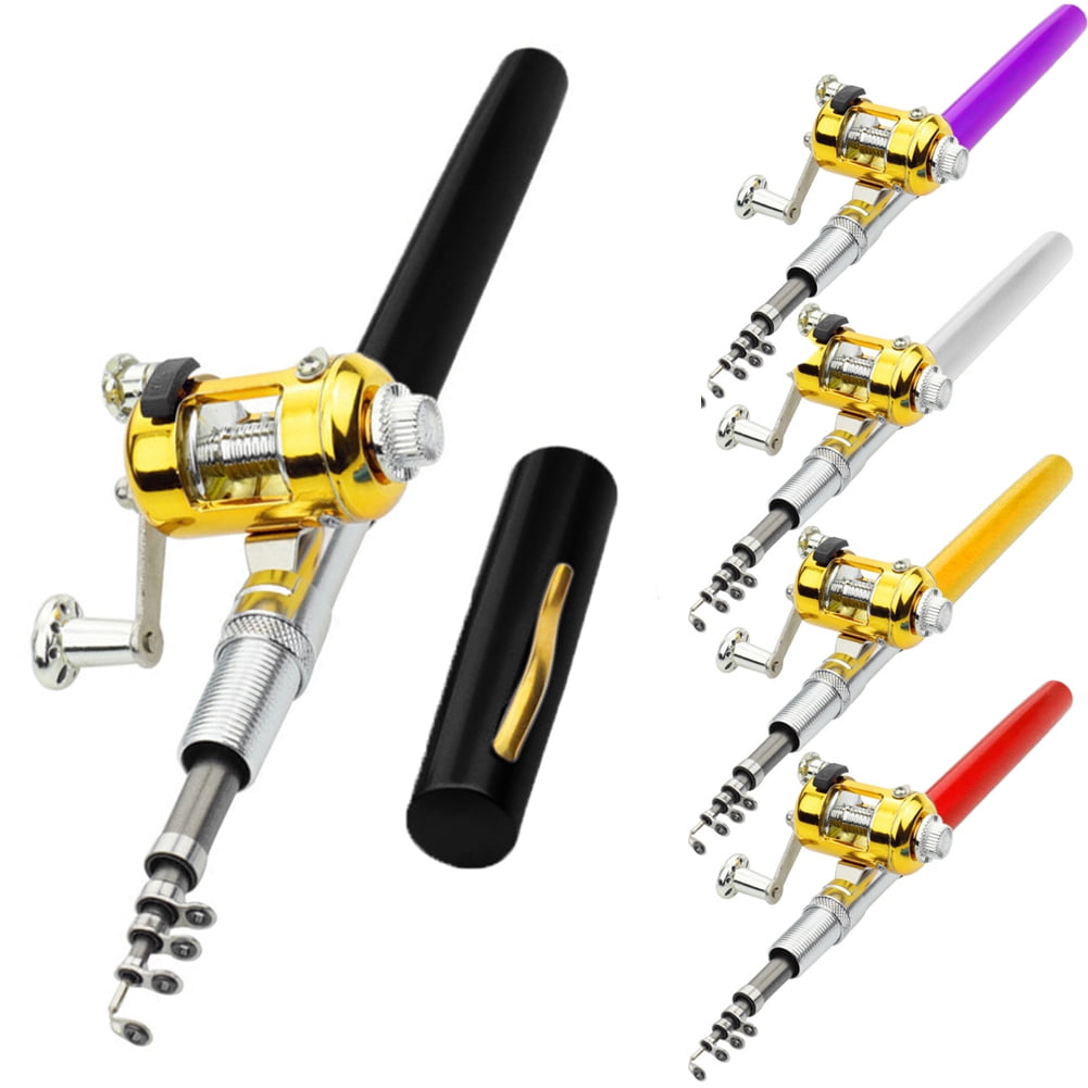 Cheers.US Pen Fishing Rod Reel Combo Set Mini Pocket Telescopic Fishing  Pole Kit with Fishing Rod and Spinning Reel Combo Kit for Saltwater  Freshwater