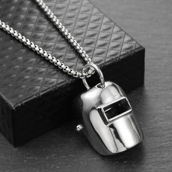 Cheers.US Pendant Necklace Welding Face Cover Hip Hop Pendant Necklace Men Choker Chain Fashion Accessory for Festival