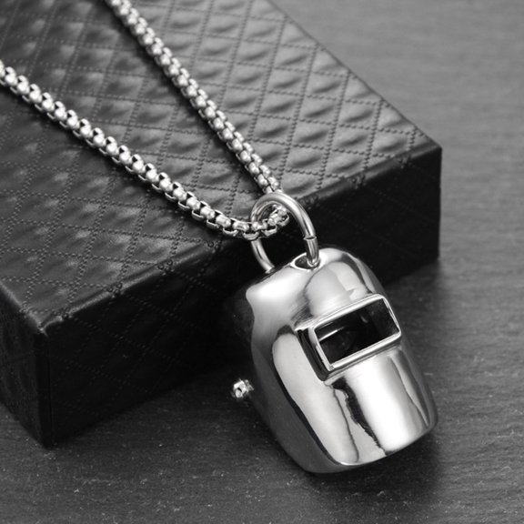 Cheers.US Pendant Necklace Welding Face Cover Hip Hop Pendant Necklace Men Choker Chain Fashion Accessory for Festival