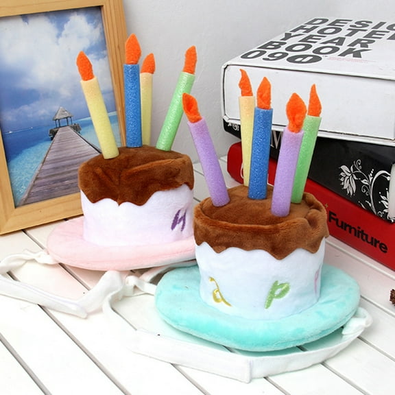 Cheers.US Pet Birthday Party Hat for Plush Small Cats & Dogs, Cake & Candles Design,Pet Performance Halloween