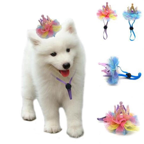 Cheers.US Pet Cap Colorful Photo Props Adjustable Pet Princess Mesh Crown Headdress Beautiful, Adorable, Photo Props for Small and Medium Dogs and Cats to Wear on Occasions Like Christmas