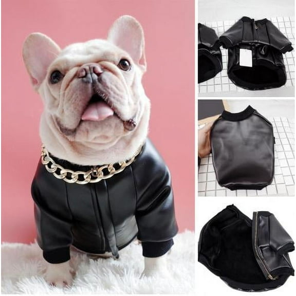 Cheers.US Pet Coat Zipper Design Windproof Fashion Dog Faux Leather Jacket Coat Fashion, Warm, Comfortable for Dog and Cat