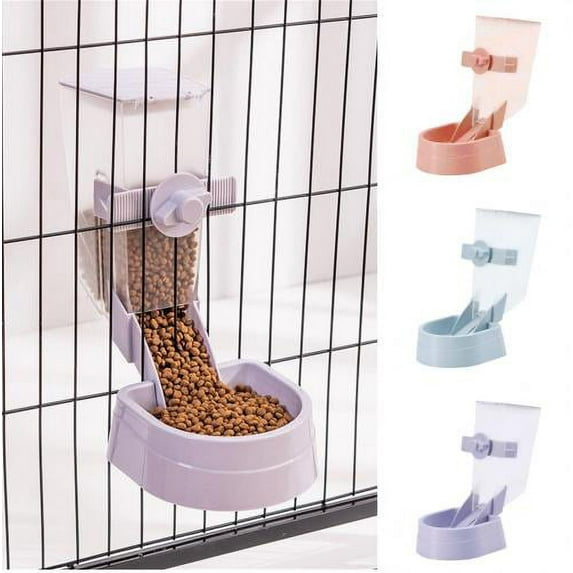 Cheers.US Pet Food Feeder Automatic Easy to Install Wide Opening Dog Food Cage Hanging Feeder Dish,for Feeding Cat, Dog, Birds and Other Pets