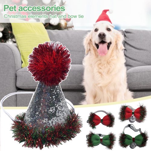 Cheers.US Pet Headdress Adorable Dress-up Polyester Cozy Cats Dogs Cone Hat Bow Tie,Adorable, Comfortable, Festive for  Party, Daily Wear, Traveling