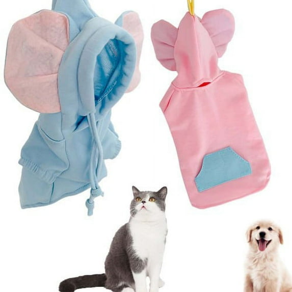 Cheers.US Pet Hoodie Convenient Hanging Elastic Cuff Polyester Cartoon Elephant Animal Hooded Sweatshirt Elephant Styles, Cartoon, Lovely for Kitten, Puppy