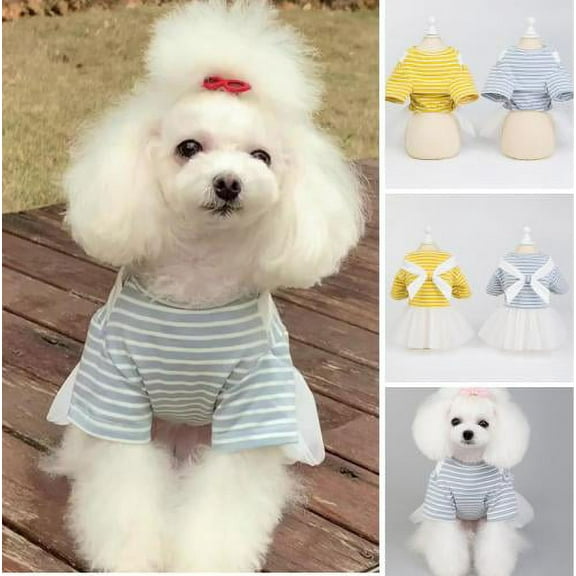 Cheers.US Pet Skirt Comfortable to Wear Nice-Looking Cotton Pet White Bow Tie Dress,Stylish, Comfortable, Lovely for Weddings, Birthdays, Parties